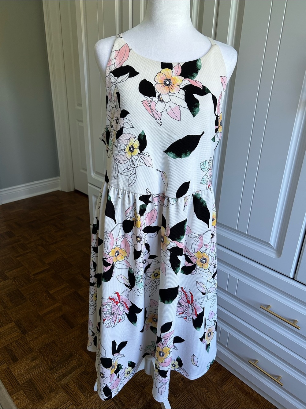 Torrid Black and Pink Floral Halter Dress